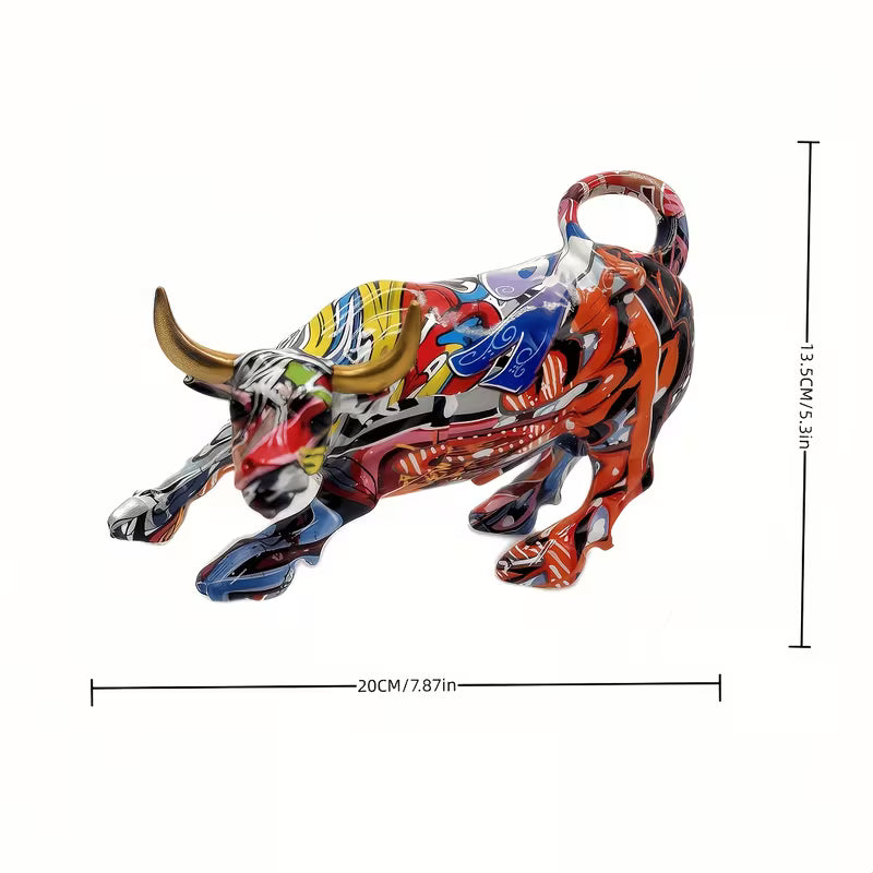 1pc Bold Graffiti Bull Statue
