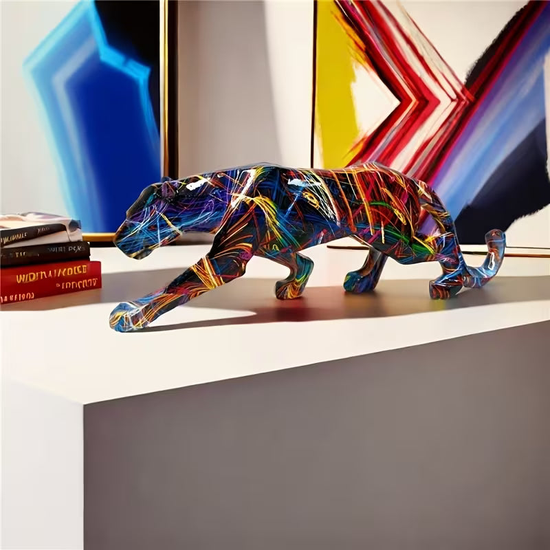 Geometric Resin Cheetah Statue