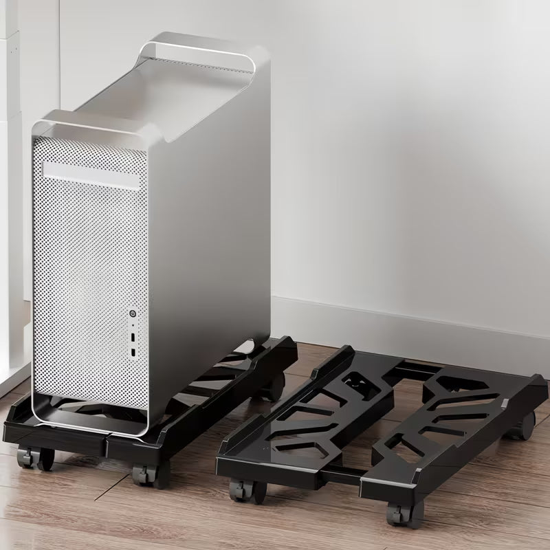 1pc Desktop Computer Tower Stand, Adjustable Mobile Holder with Rolling Wheels