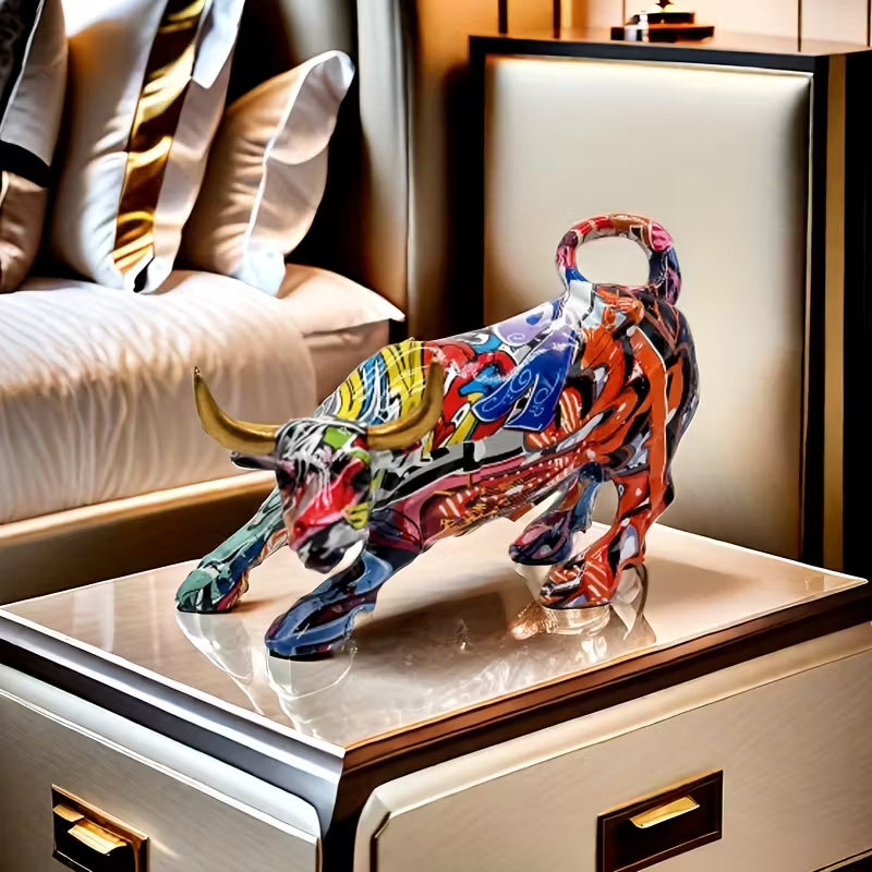 1pc Bold Graffiti Bull Statue