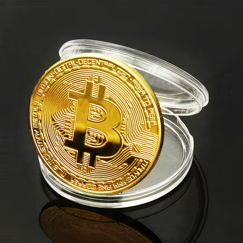 Bitcoin BTC Physical Commemorative Coin with Protective Case Decor