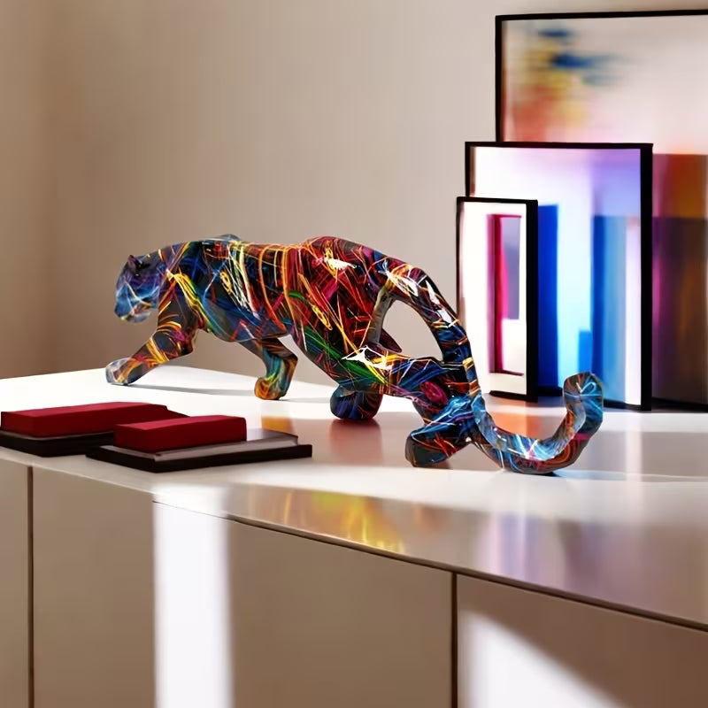 Geometric Resin Cheetah Statue